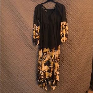 Cute long dress with poly floral sheer over